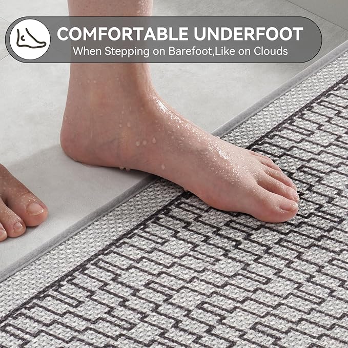 Bathroom Rugs, Ultra Thin Bath Mat Fit Under Door Super Absorbent Non Slip Quick Dry Bath Mat, Rubber Backing Shower Mat Outside Shower