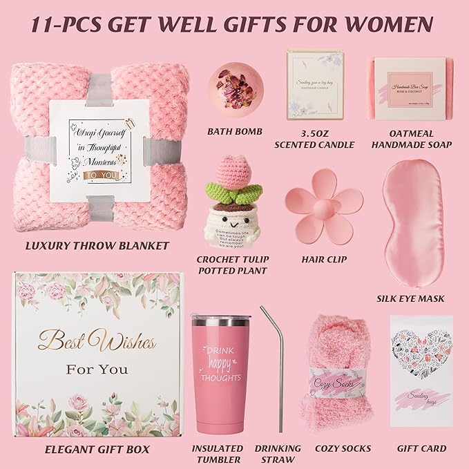 Gift Baskets for Women, Self-Care Get Well Soon Gifts Birthday Gift box for Women,Spa Unique Box Feel Better Care Package, Thinking of You Christmas Gifts for Mom, Wife, Sister, Grandma Friends