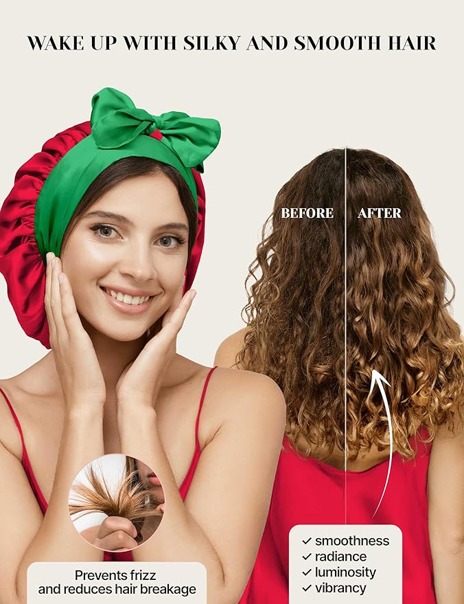 100% Mulberry Silk Bonnet for Sleeping Women with Curly Hair – Alternative to Double Layer Satin Bonnet with Tie Band