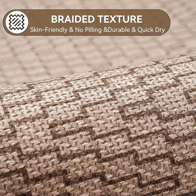 Bathroom Rugs Mat 24x35, Non Slip Ultra Thin Bath Mat Quick Dry Absorbent Washable Woven Half Round Bath Mats for Bathroom Floor Rubber Backed Fit Under Door Brown
