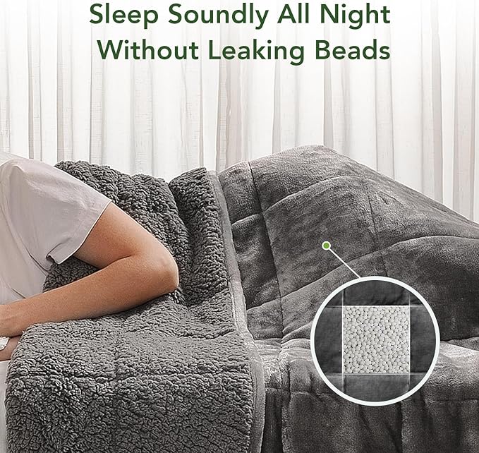 Sivio Weighted Blanket for Adult, 15 lbs Sherpa Heavy Blanket with Soft Flannel Reversible, Queen Size, Extra Warm Cozy Fluffy Weighted Blanket, 60x80 Inches Dual Sided Grey