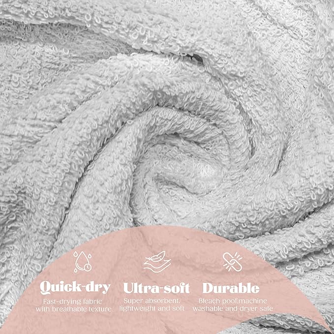 (Pack of 12 White Bath Towels Bulk 24x48 Inches - Economy Cheap Bath Towels for Commercial Uses, Gym, Salon, Spa & Hair -Lightweight Bath Towels Quick Drying -Bath Towels Sets Bulk