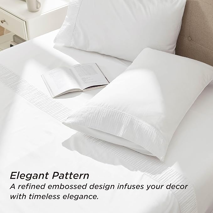 Bedsure Twin XL Sheet Sets Dorm Bedding - 3 Pieces Soft Extra Long Twin Sheets, Hotel Luxury, Easy Care Microfiber for Women, Men, Bright White