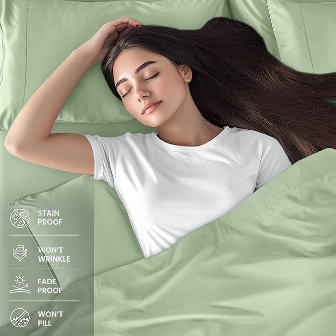 Utopia Bedding California King Sheet Set – 4 Piece Bed Sheets for Cal King Size Bed, Soft and Breathable Microfiber, Includes 1 Fitted Sheet, 1 Flat Sheet and 2 Pillowcases (Sage)
