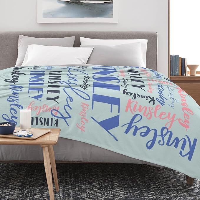 Name Blanket Personalized Blanket for Adult Kids Flannel Customize Throw Blanket Custom (Color 11, 40 x 50 Inches)