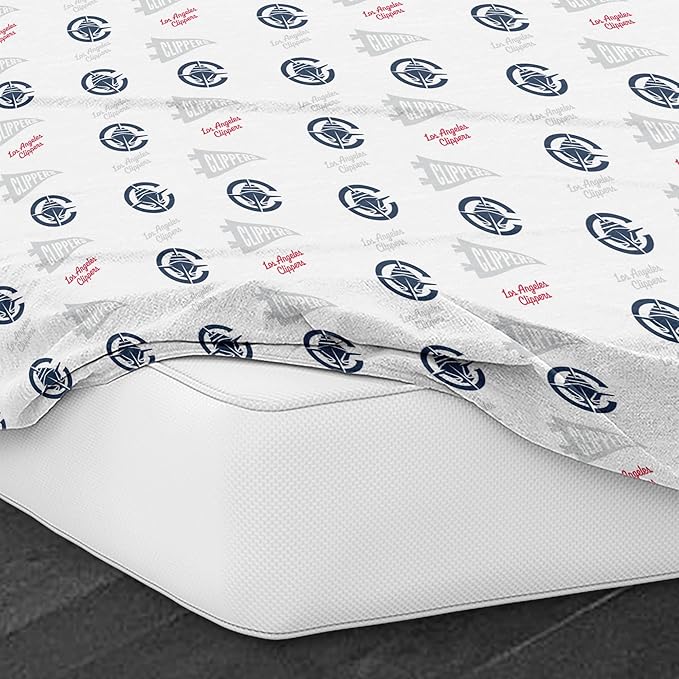 Northwest Officially Licensed Los Angeles Clippers NBA Full Size Sheet Set – Soft Team Logo Bedding for Dorms, Bedrooms, Fan Caves & Game Day Style