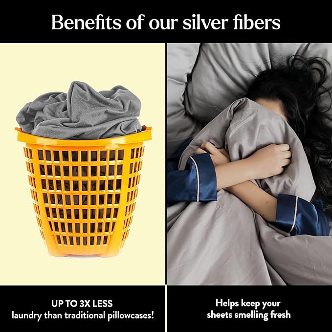 Miracle Made Extra Luxe Soft Cooling Pillowcase, 2-Piece Silver-Infused Cotton Fabric – Lightweight, Thermoregulating, Breathable Cover for Sensitive Skin, Standard Size, Sand