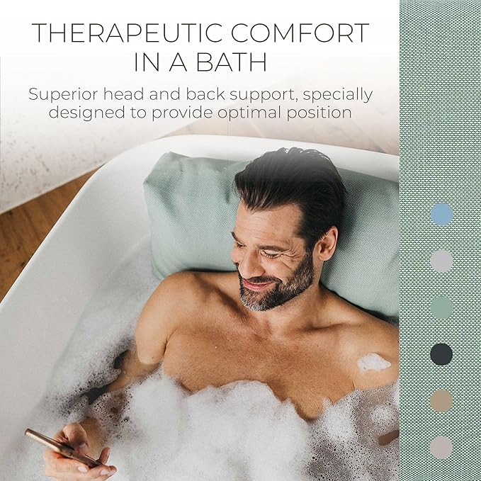 BADESOFA® Luxury Bath Pillow M - Lusciously Soft & Comfortable Tub Pillow for Bathtub - Washable & Quick-Drying Bath Back Pillow - Non-Slip Full Body Tub Pillow - Luxury Spa Cushion in Green