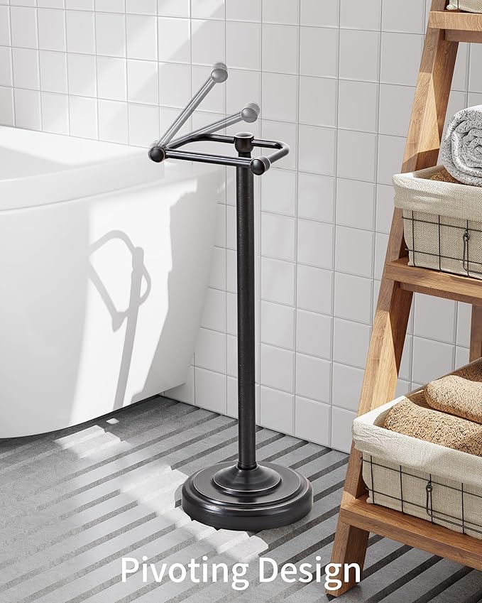 Toilet Paper Holder Stand, Oil Rubbed Bronze Toilet Paper Holder Free Standing, Post Pivoting Design & Stable Weighted Base SUS304 Stainless Steel for Bathroom（Mega Roll）