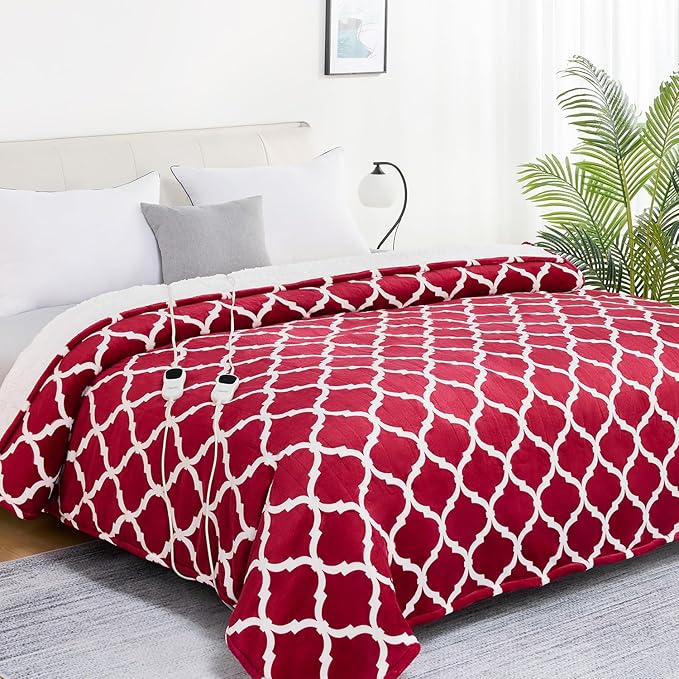 Homemate Heated Blanket Electric Queen Size - 84“x90“ Heating Blanket with 10 Fast Heat Levels 8 Hours Auto Off Ultra Soft Cozy Flannel Over-Heated Protection ETL Certification Keep Warming in Home