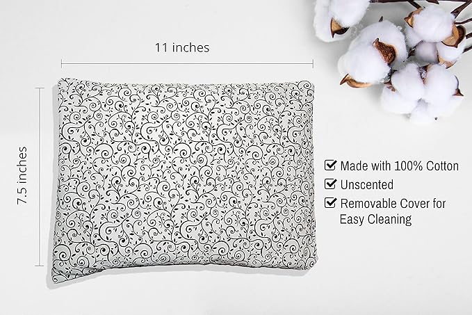 Microwavable Corn Filled Heating Pad and Cold Pack/Washable 100% Cotton Cover (Vines - Black and White, 7.5in W x 11in L)
