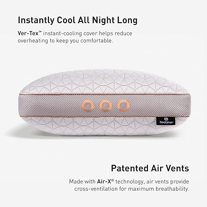 Bedgear Glacier Performance Pillow - Size 3.0 - Cooling Pillow for Hot Sleepers - Back, Stomach, Side Sleeper Pillow - 20" W x 26" L x 4.75" H