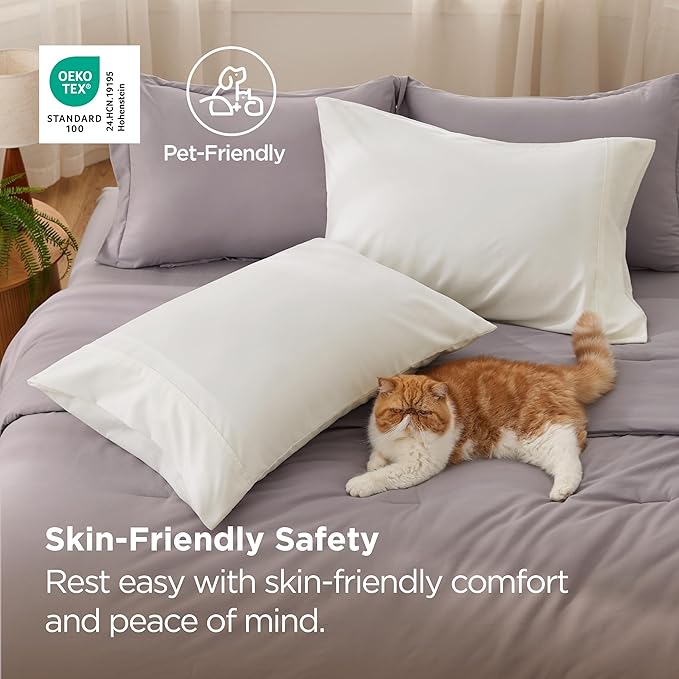 Bedsure Queen Pillow Cases Set of 2 - Ivory Brushed Microfiber Pillowcase 2 Pack, Super Soft Pillowcase, Pillow Case Covers with Envelope Closure, Wrinkle, Fade and Stain Resistant, 20x30 Inches