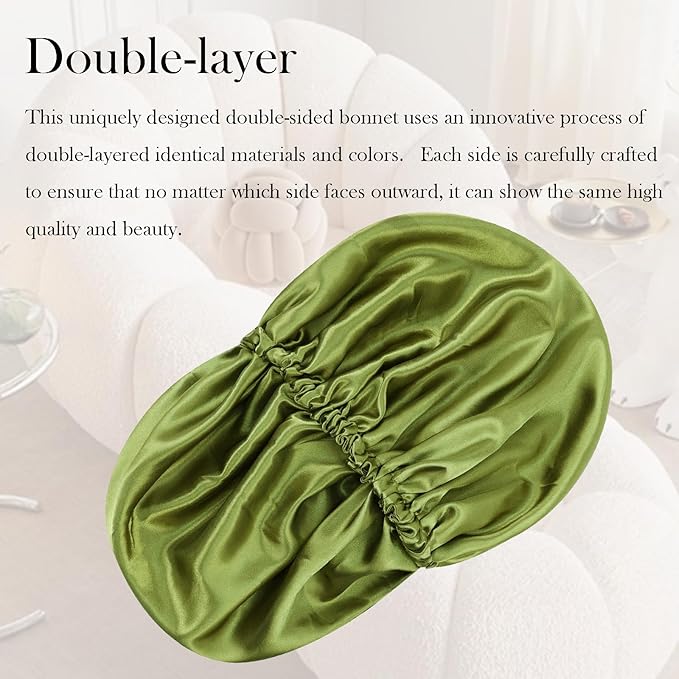 Satin Bonnet Double Layer Silk Bonnet for Sleeping Women Hair Care for Natural Curly
