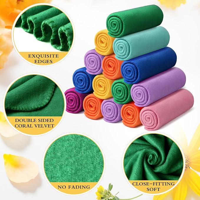 Kinlop Fleece Blanket Bulk 60 x 50 Inch Soft Lightweight Fleece Cozy Blanket Warm Throw Plush Pet Throw for Bed Couch Sofa Home Office Wedding Gifts Travel Camping(Stylish Color,40 Packs)