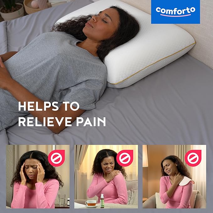 Orthopedic Cervical Pillow – Memory Foam Neck Pillow for Sleeping – Contour Ergonomic Pillow for Neck and Shoulder Pain Relief