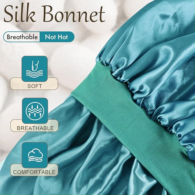 Satin Silk Bonnet for Sleeping, Soft Satin Lined Hair Bonnet for Women, Double Layer Sleep Nightcap