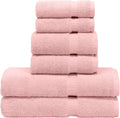 Luxury Hotel & Spa Quality Collection, Highly Absorbent & Quick Dry 100% Turkish Cotton, 750+ GSM, Eco Friendly Towel, Dobby Border Towels, 2 Bath Towel, 2 Hand Towel, 2 Washcloths (6 Piece, Pink)