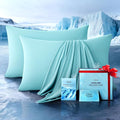 Ultra-Chill Cooling Pillowcase Set of 2 for Hot Sleepers, Softer Than Silk Pillow Cases for Protecting Hair & Skin, Breathable Bed Pillow Covers w/Zipper, Gifts for Women & Men (Mint Blue, King)