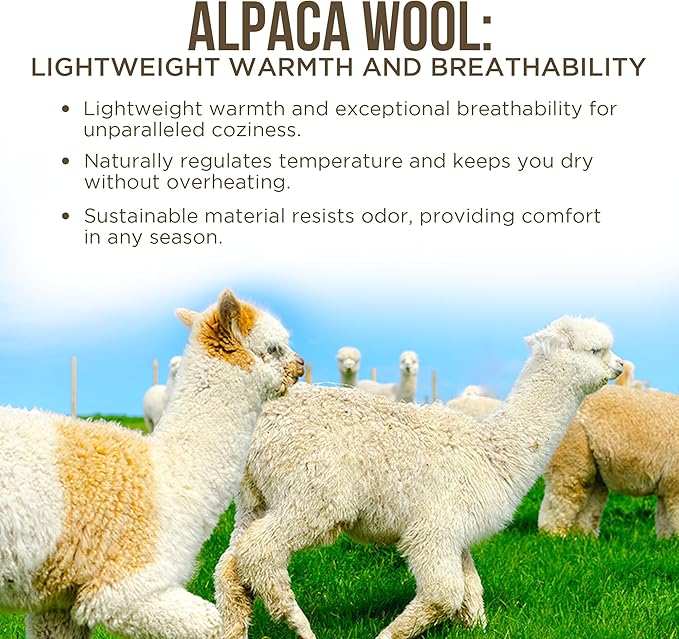 Desert Breeze Distributing Pure and Natural Australian Alpaca & Sheep Wool Comforter – Warm, Soft, Thick, Breathable Duvet Insert with Bamboo Viscose and Cotton Cover, Queen Size, 90x94 inches