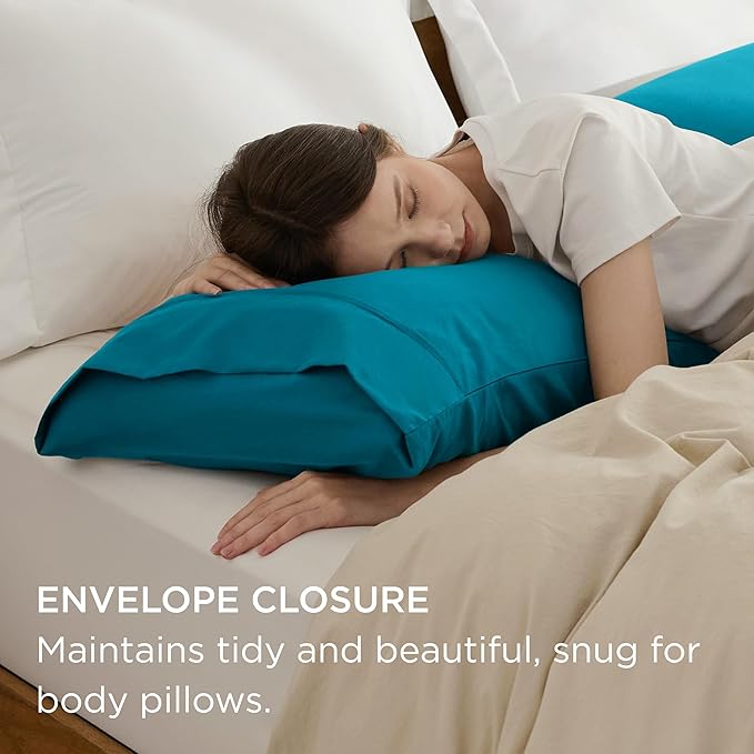 Bedsure Body Pillow Case Cover - Teal Brushed Microfiber Long Pillow Cases, Ultra Soft and Cozy Body Pillowcase with Envelope Closure, Wrinkle, Fade and Stain Resistant, 1 Pack, 20x54 Inches