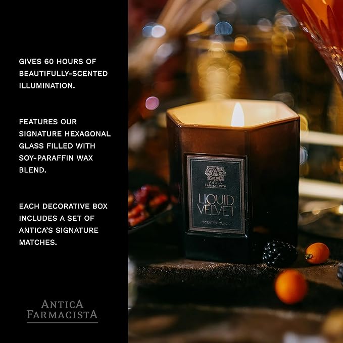 Antica Farmacista Luxury Scent Candle - Decorative Home Candle - Long-Lasting & Premium Scented - Luxury Gift - Liquid Velvet, 9 oz