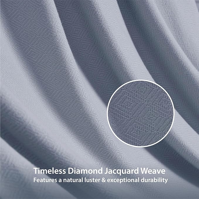 Queen Size Blanket, 70% Rayon (Derived from Bamboo) and 30% Cotton, Lightweight Jacquard Weave, Breathable and Soft Summer Blanket for Bed or Couch, 90” x 90”, Light Blue