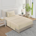 100% Cotton Sheets For Twin Bed, 800TC Fully Elasticated Twin Fitted Sheet & Pillowcase Sets, Fade Resistant Soft & Comfy 15" Deep Pocket Sheets Machine Washable, Naturally Cool & Breathable- Ivory