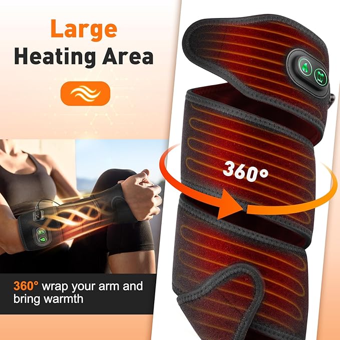 Arm Heating Pad, Extra Long Electric Heating Strap, Heated Wrap Around Wrist Brace, for Hand, Arm, Knee, Ankle, 4 Heat Levels & 3 Auto-Shutoff Timers, with 78" Long Power Cord