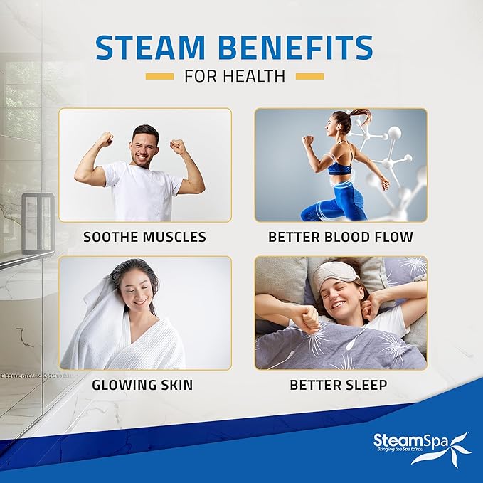 SteamSpa Steam System 10.5kW Steam Shower Generator with Bluetooth Wifi, Quickstart Continous Steam, Advanced Touch Pad Screen, Chroma Lights, Drain Pan and Auto Drain Black Color Trim | RVBS1050BK-A