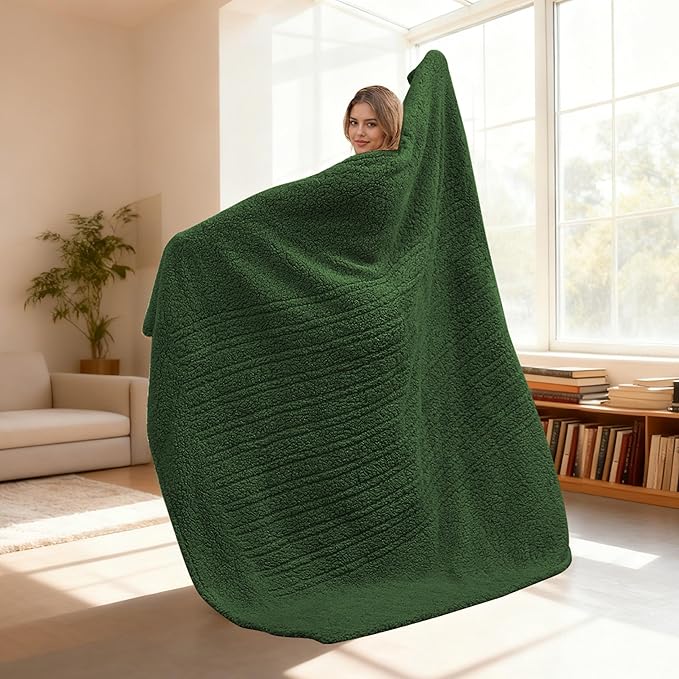 Electric Heated Blanket 6 Heating Settings & 10H Auto Off Full 72×84 Double Sided Plush Sherpa Ultra-Soft Warm Thick, Machine Washable, Fast Heating, Home Office, Green