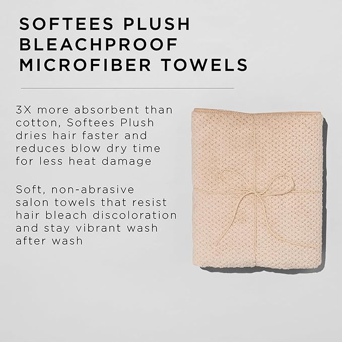 Fromm Softees Plush Microfiber Towels for Hair Salon, Barber, Spa, Ultra Soft Hair Wrap for Drying Hair, Hands, Face, Oatmeal, 20 x 34 Inches, 6 Pack