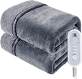 Heated Blanket Twin, Electric Blanket Soft Sherpa Flannel, 10 Hours Auto Shut-off & 8 Fast Heating Levels, Machine Washable ETL Certified, Heating Blanket for Bed & Sofa (62x84 inches, Gray)