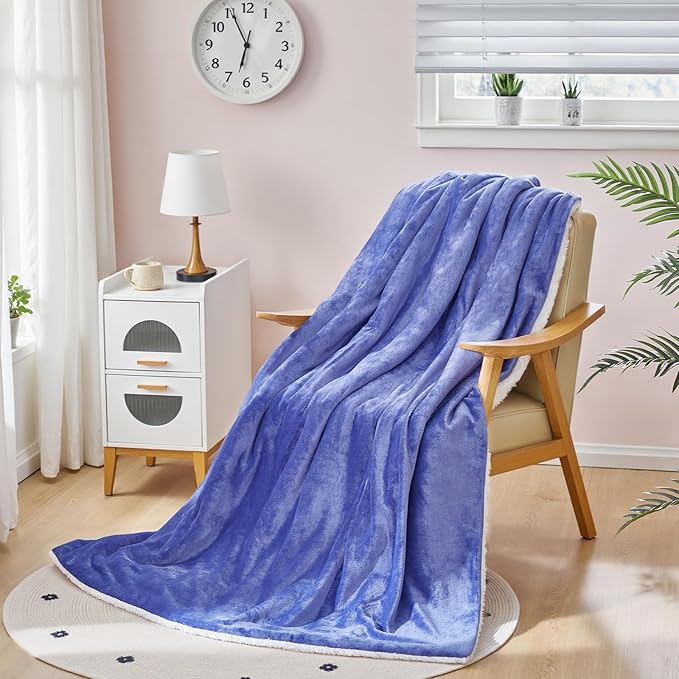 Heated Blanket Twin Size 62" x 84" - Soft Flannel Sherpa Electric Blanket Twin with 9 Heating Levels & 2-10H Auto Off, Machine Washable, Warm Gift for Grandma, Purple
