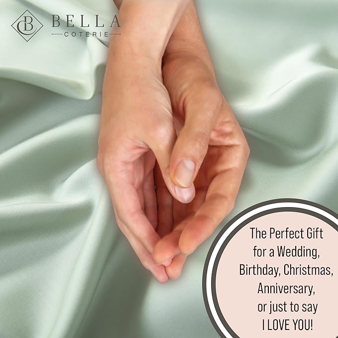 Bella Coterie Luxury Bamboo Viscose Split King Size Sheet Set | 2 Fitted Sheets for Sleep Number & Adjustable Beds | 100% Organically Grown | Cooling & Ultra Soft | 18” Deep Pocket [Sea Glass]