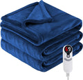 Electric Heated Blanket Full Size 72”x84”,Cozy Soft Warmth with 6 Heating Settings 1-10 Hours Auto-Off, Long Cord Energy-Saving, for Bed, Fast Heating Machine Washable, Navy Blue