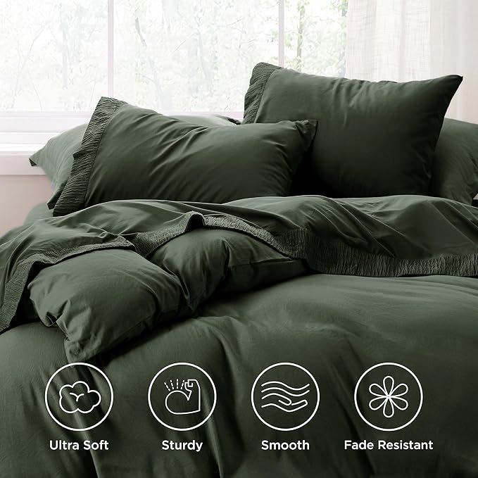 Bedsure California King Sheet Sets - 4 Pieces Soft Cal King Sheets - Breathable & Cooling - Hotel Luxury - Easy Care Polyester Microfiber Bedding for Women, Men, Olive Green