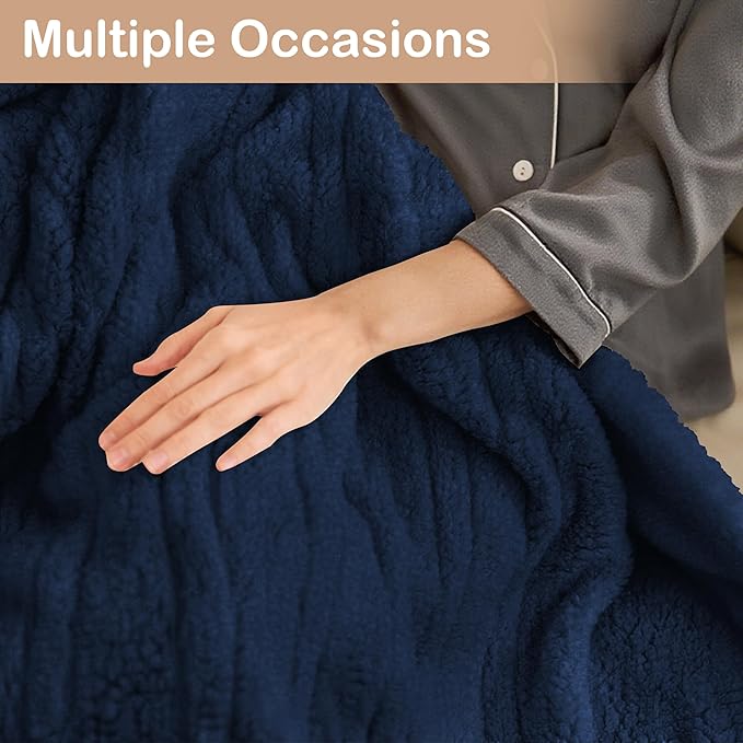 Electric Heated Blanket 6 Heating Settings & 1-10H Auto Off Full 72×84 Double Sided Plush Sherpa Ultra-Soft Warm Thick, Machine Washable, Fast Heating, Home Office Dark Blue