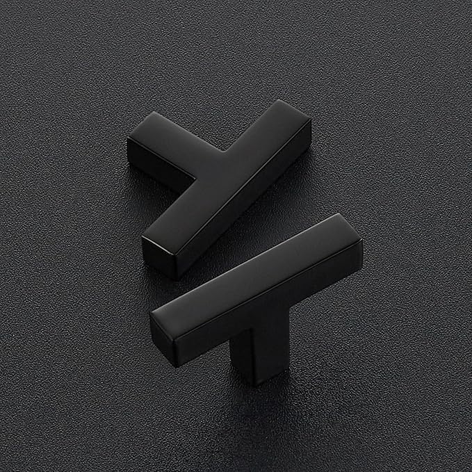 Ravinte 5 Pack Solid Single Hole Slim Square Bar Drawer Handles - Cabinet Hardware Pulls in Matte Black - Kitchen and Bathroom Handles