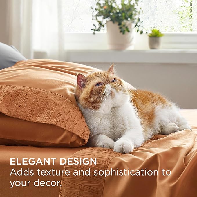 Bedsure Twin XL Sheet Sets Dorm Bedding - 3 Pieces Soft Extra Long Twin Sheets, Hotel Luxury, Easy Care Microfiber for Women, Men, Dusty Orange