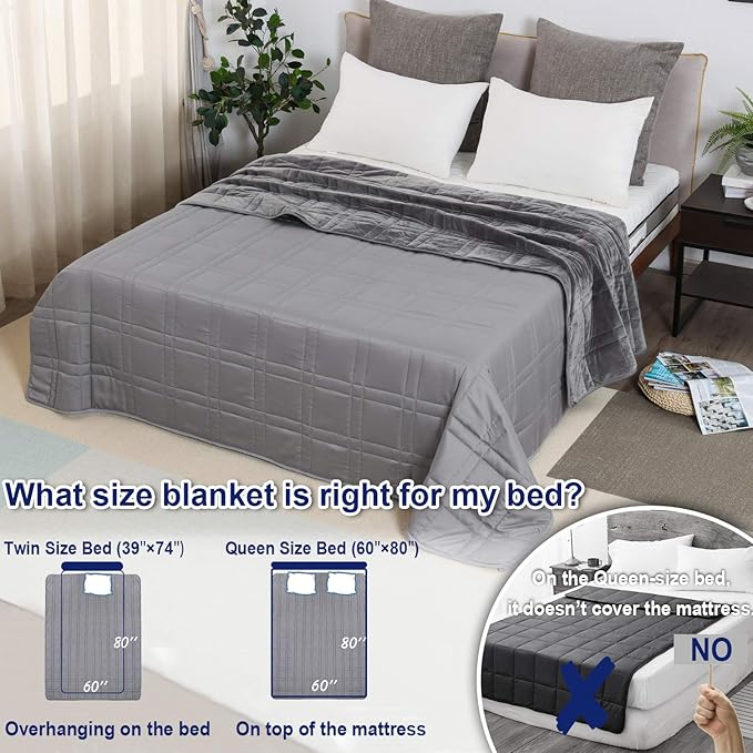 OMYSTYLE Reversible Weighted Blanket 20lbs for Adults (60 x 80 Inches Twin Size), Warm Short Plush and Cool Tencel Fabric Double Sided Weighted Blanket for All Season Use- Bonus Carry Bag Included
