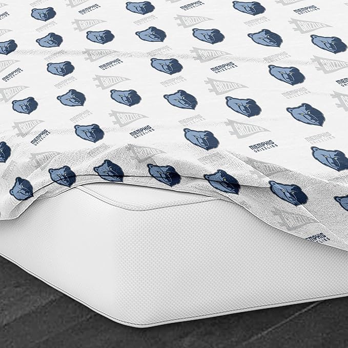 Northwest Officially Licensed Memphis Grizzlies NBA Queen Size Sheet Set – Soft Team Logo Bedding for Dorms, Bedrooms, Fan Caves & Game Day Style