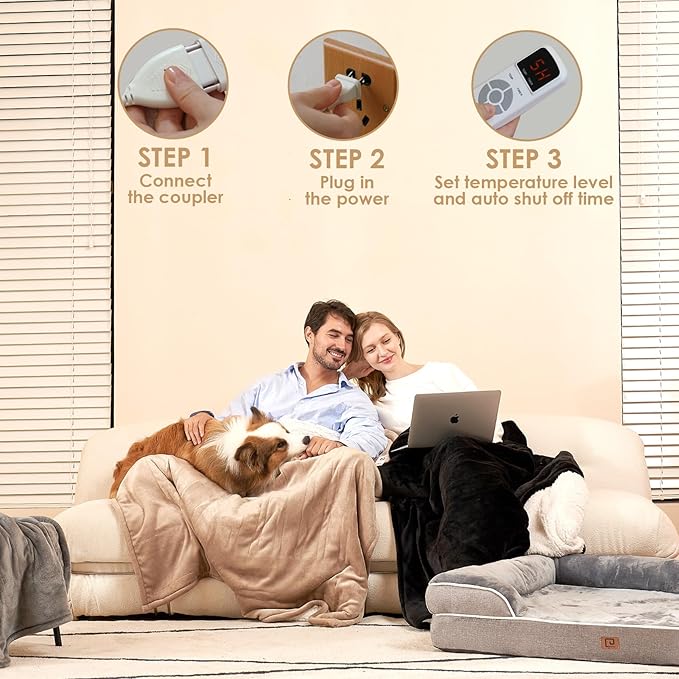 EHEYCIGA Heated Blanket - Full Size, 9 Heating Levels, Auto Off, Soft Cozy Sherpa, 72 x 84 Inches