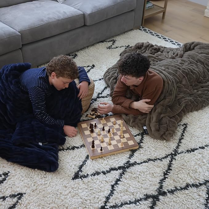 Minky Designs Driftwood Minky Blanket – Ultra Soft Faux Fur Throw Blanket for Couch, Bed & Home – Fluffy, Warm & Luxurious – Chic Collection (Large, 60x72)