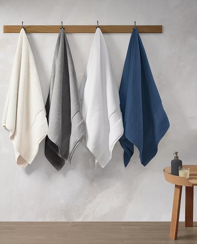 Delara 100% Organic Cotton Towels 650 GSM Plush Feather Touch Quick Dry Bath Sheet, Pack of 4 GOTS Certified, Oeko-Tex Green Certified, Organic Cotton Bath Sheet, 36"X70"