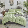 KAREVER Light Green Comforter Set King Solid Sage Green Bedding Set Lightweight Women Soft Light Mint Green Blanket 3 PCs Durable Comforter Set King Men Breathable Sage Green Bed Comforter Set