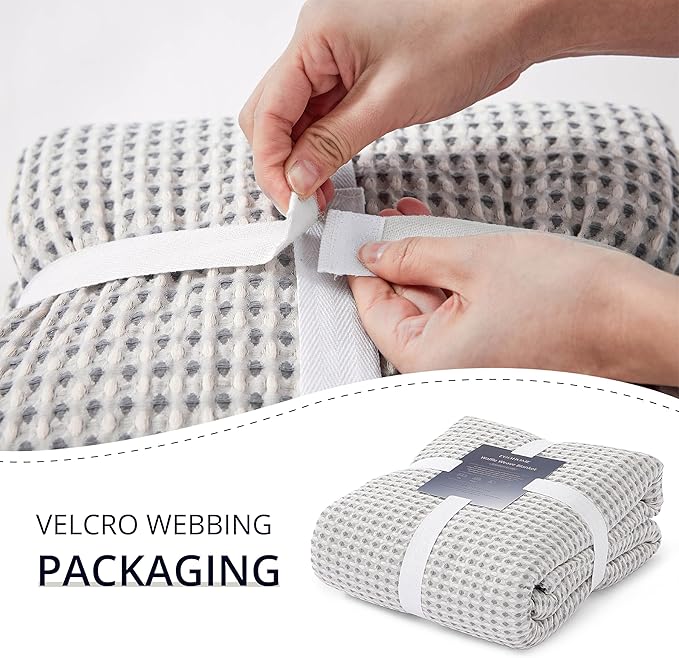 EGOHOME 100% Cotton Waffle Blanket Twin Size for Bed-Breathable and Lightweight,Soft Dual-Tone Textured Jacquard Waffle Weave Blankets for All Season,Sleet Grey,60 x 80 Inches