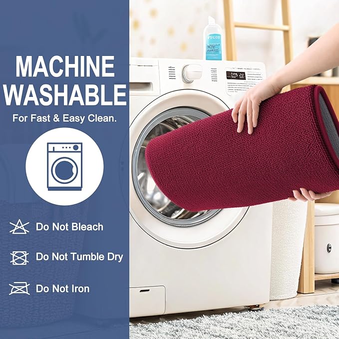 OLANLY Thick Memory Foam Bath Mat Rug 44x24, Extra Soft Absorbent Bathroom Rug, Quick Dry Bath Mats, Non-Slip, Machine Washable Carpet for Bathroom, Tub and Shower, Home Decor Accessories, Burgundy