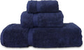 Luxury Hotel & Spa Quality Collection, Quick Dry 100% Turkish Cotton, 750+ GSM, Eco Friendly Towel Set, Bathroom and Kitchen Dobby Border Towels, Bath Towel, Hand Towel, Washcloths (3 Piece, Navy)