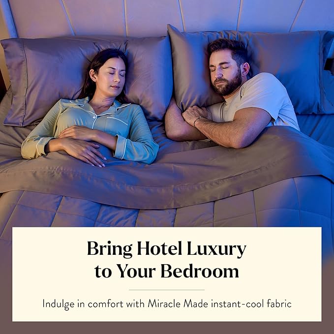 Miracle Made Soft Cooling Comforter – All-Season Silver-Infused Cozy Cotton Fabric – Lightweight, Hypoallergenic Bedding for Hot Sleepers, King Size Blanket, Stone